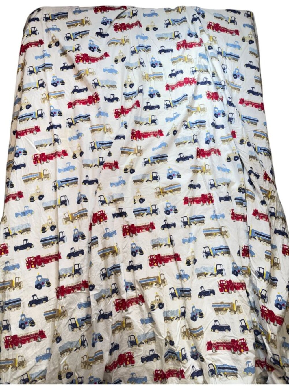 Pottery Barn Kids Organic Cotton Full Queen Duvet Bedding White Trucks And Car